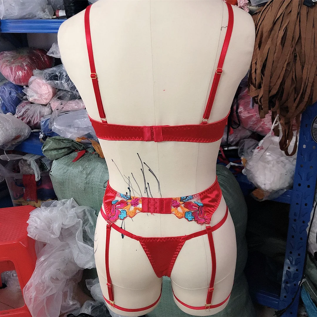 Billionm Floral Erotic Lingerie Sensual Lace Hollow Out Intimates Transparent Embroidery Underwear Women  Porn Sissy Nightwear Sets Thong