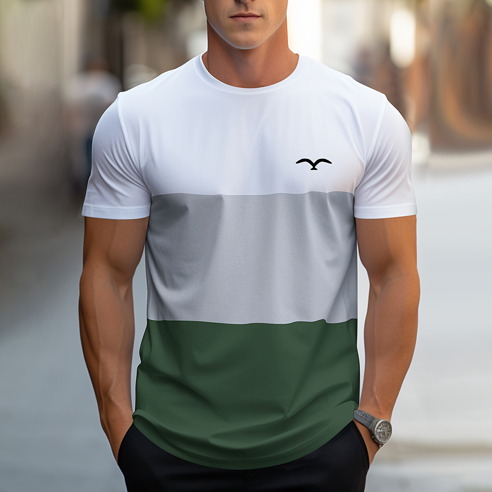 2025 Simple Casual Men's Clothing Men's T Shirt With Logo Short Sleeve Crew Neck Soft Fitted Tees Fresh Classic Basic Tshirts