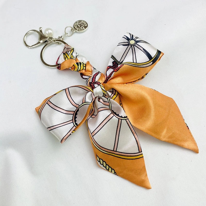 Sweet Minimalist Bow Knot Cloth Metal Unisex Bag Pendant Keychain
