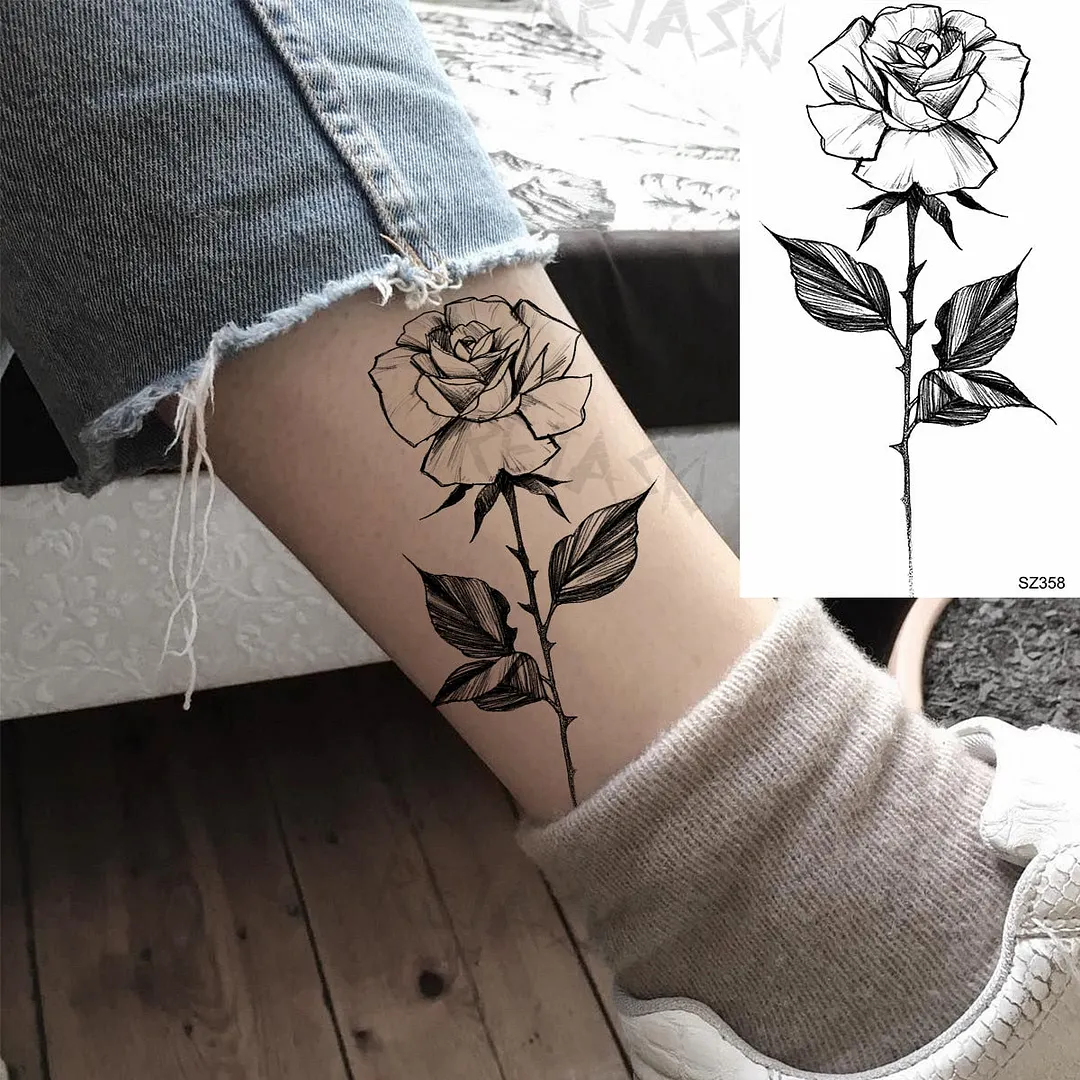 Colored Rose Fashion Feet Temporary Tattoos For Women Adult Hummingbird Sunflower Fake Tattoo Body Art Washable Tatoos Sticker
