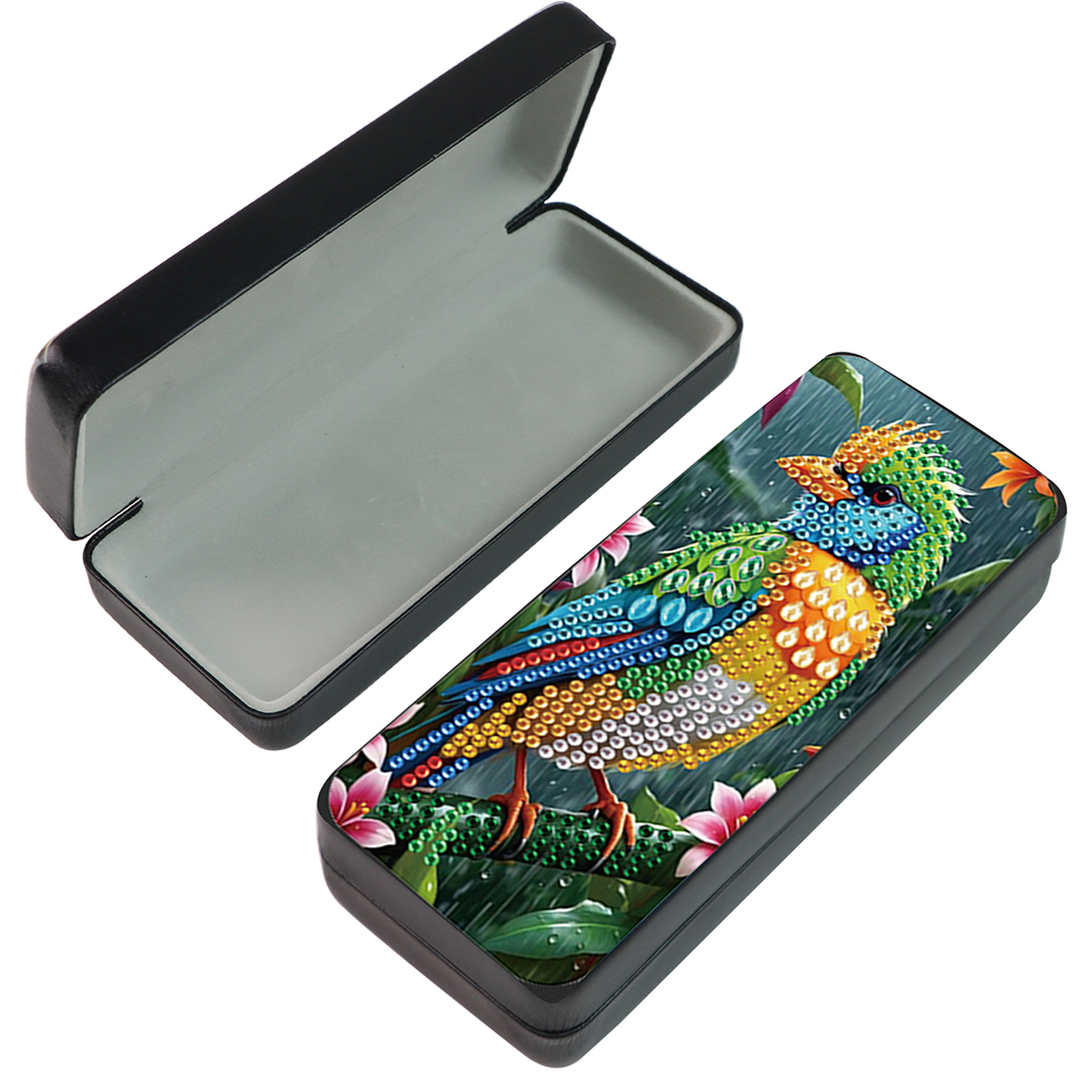 Parrot Leather 5D DIY Diamond Painting Sunglasses Storage Box for Art Craft