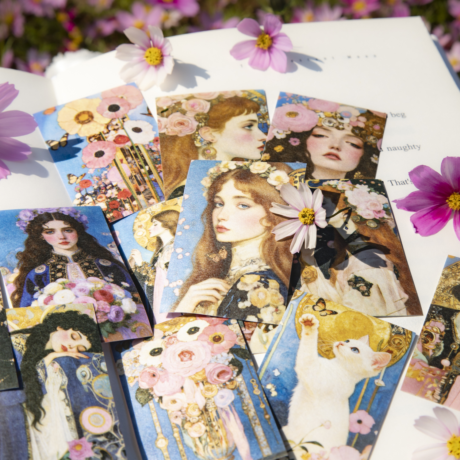 스티커북 - 금박 꽃의 여신 시리즈 빈티지 꽃 캐릭터