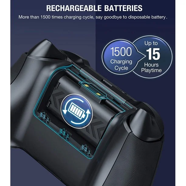 DinoFire Xbox Controller Charger for Xbox Series X|S, Dual Charging Dock with 2x1200mAh Rechargeable Battery Packs