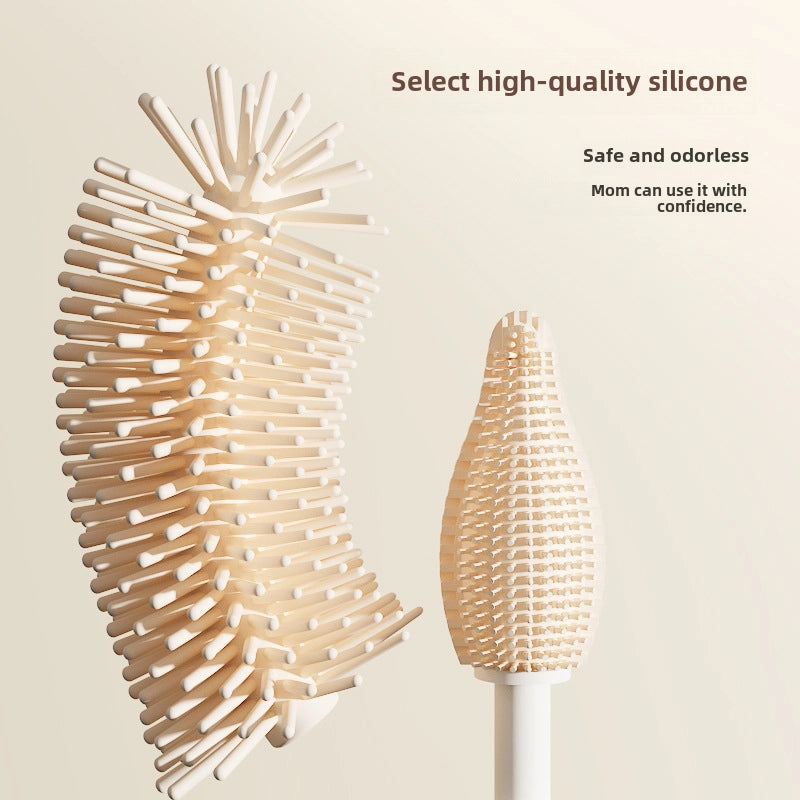 Silicone Bottle Brush Portable Bottle Brush Suit Baby Bottle Cleaning Brush Drain Rack Washing Bottle