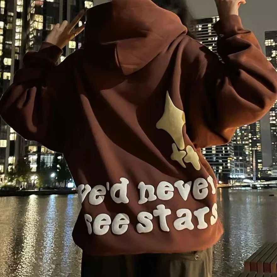 Wit hout the dark see starss casual street plus fleece hoodie