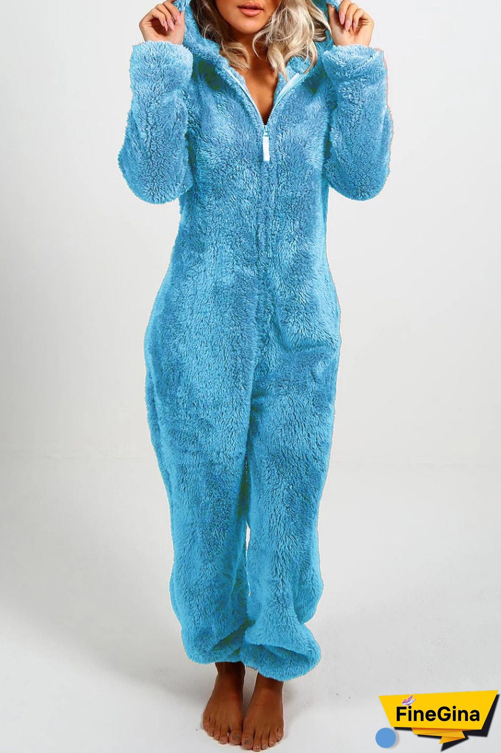 Yellow Casual Living Solid Patchwork Hooded Collar Regular Jumpsuits