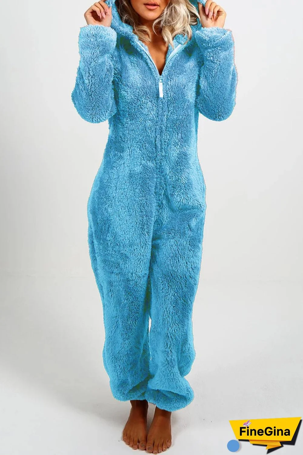 Yellow Casual Living Solid Patchwork Hooded Collar Regular Jumpsuits