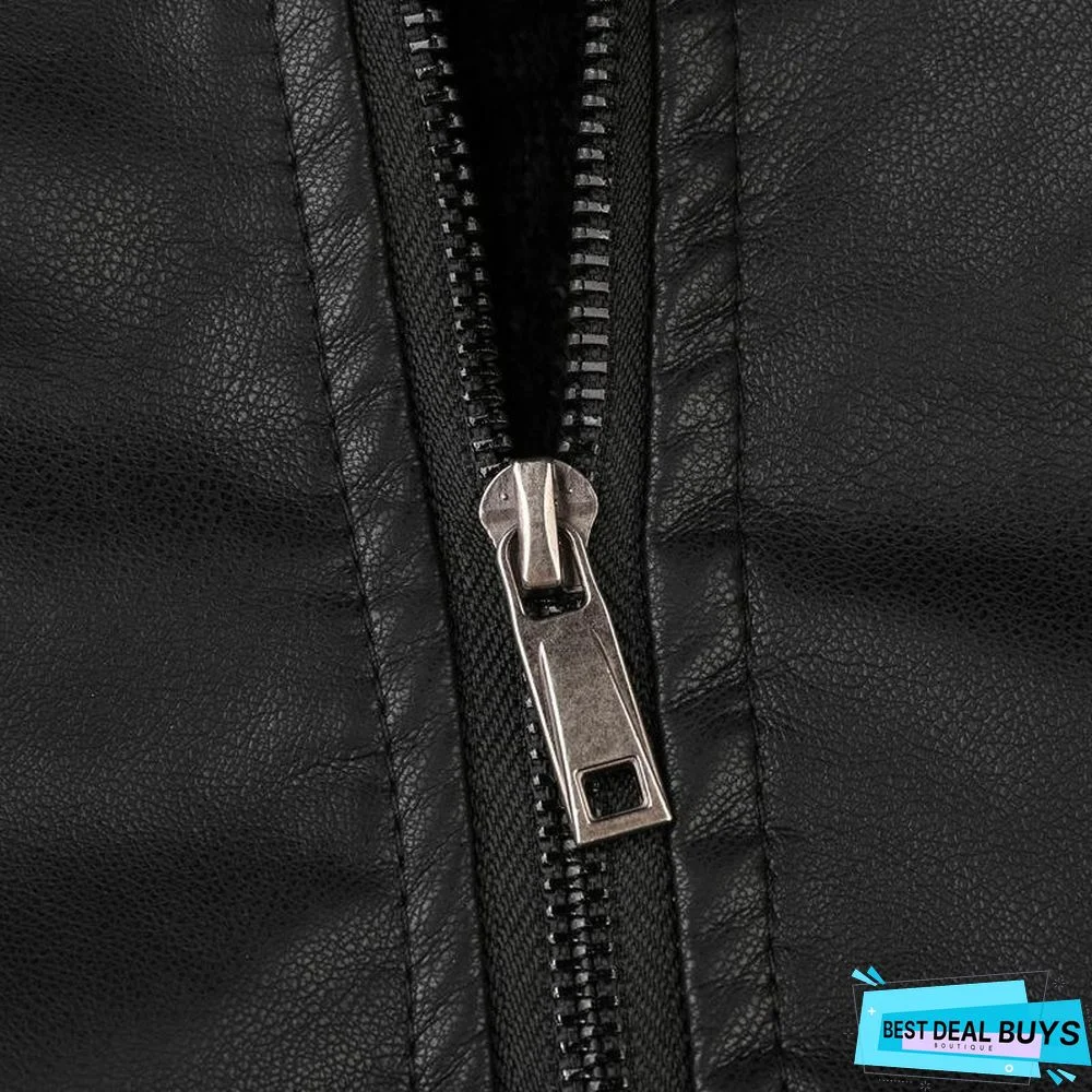 Men's Leather Jacket Fashion with Fleece Thicken Motorcycle Jacket Men Slim Style Quality Leather Jacket