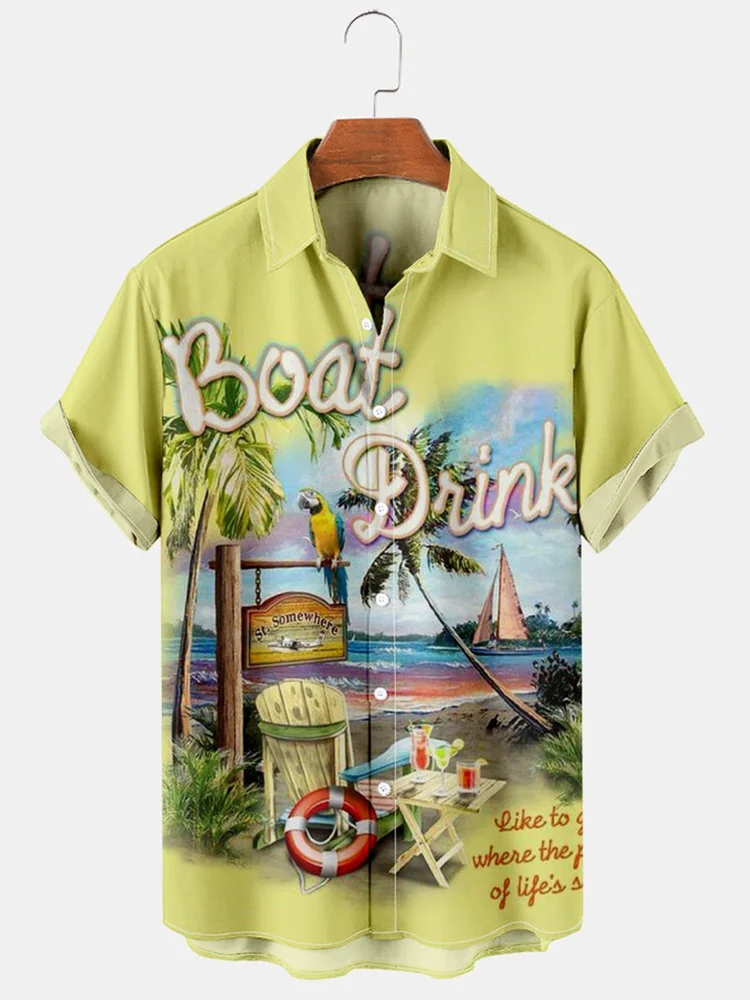 Hawaiian Vacation Casual Men's Printed Shirt