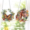 (US Local)2Pcs Special Shaped Wreath Butterfly Horse Diamond Painting Hanging Decor Craft Kit