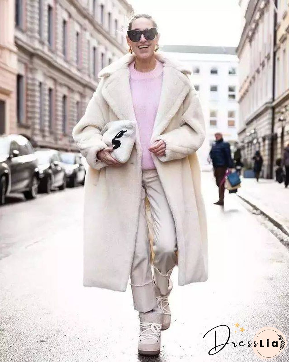 Long Faux Fur Camel Teddy Coat Maxi Jackets