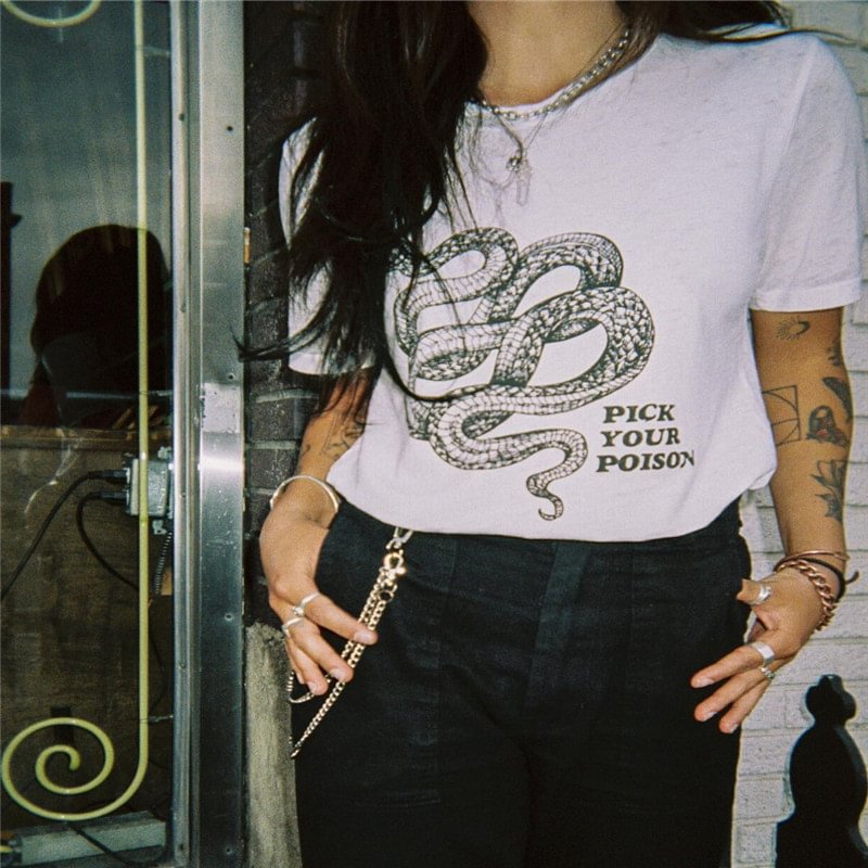 Pick your poison snake printed  T-shirt - Krazyskull