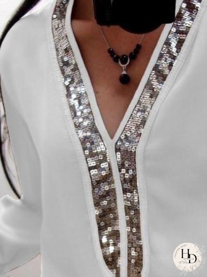 Versatile Sequin-Detailed Long Sleeve Top