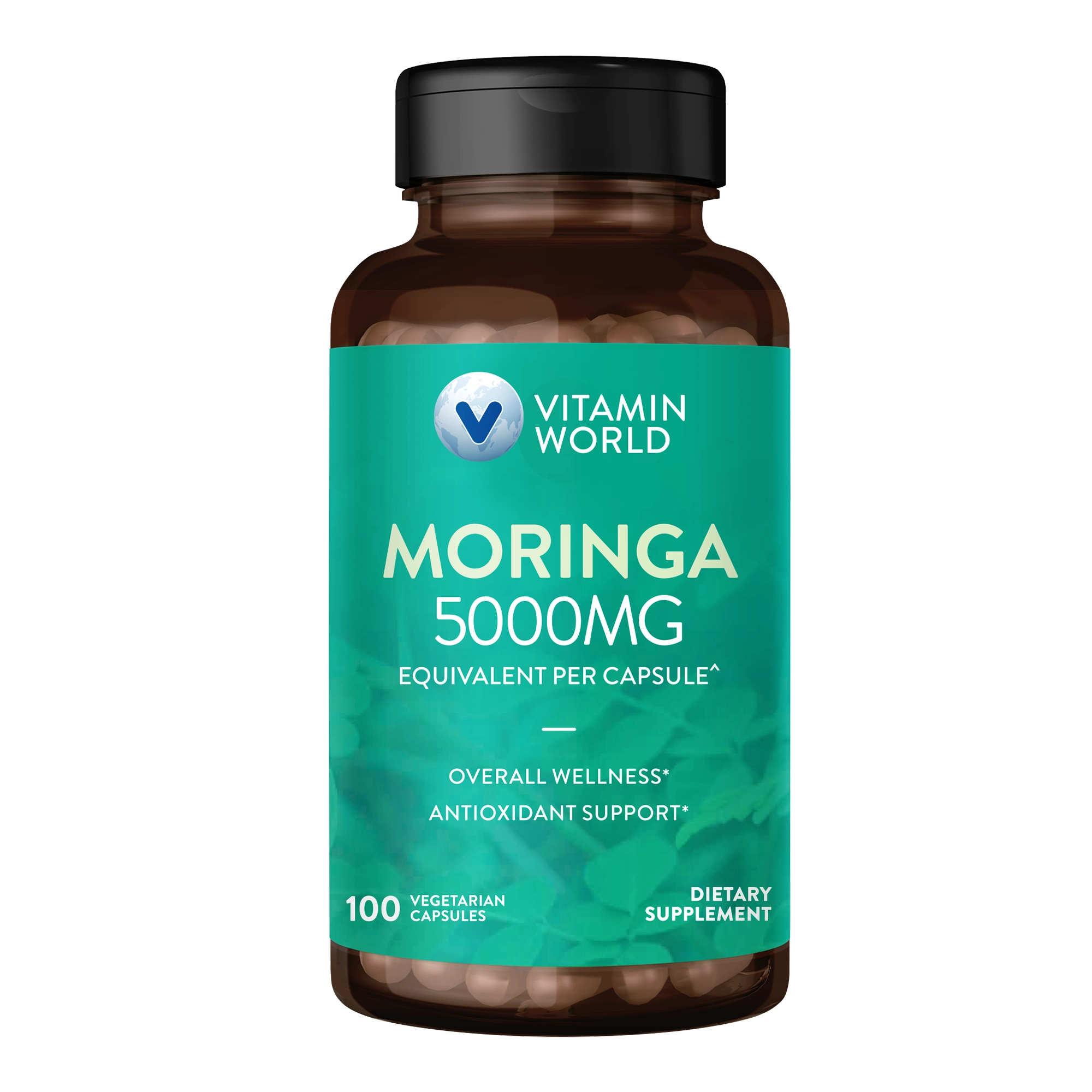 Vitamin World Moringa 5000mg - 100 Vegetarian Capsules - Overall Wellness, Antioxidant Support