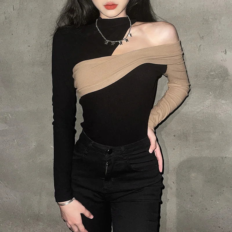 Toloer Toloer 2023 New Women's Hollow Out Fashion Irregular Sexy Slim Color Show The Figure Knit Top-Outfit Ideas