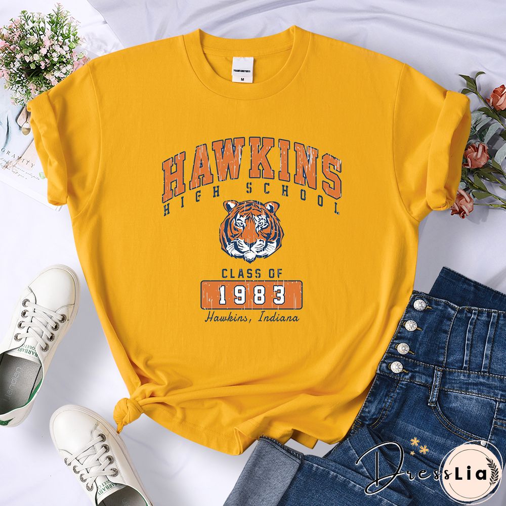 Hawkins High School Class Of 1983 Womens T-Shirts Breathable Casual Tshirt Cute Harajuku Short Sleeve Fashion T Shirts Female