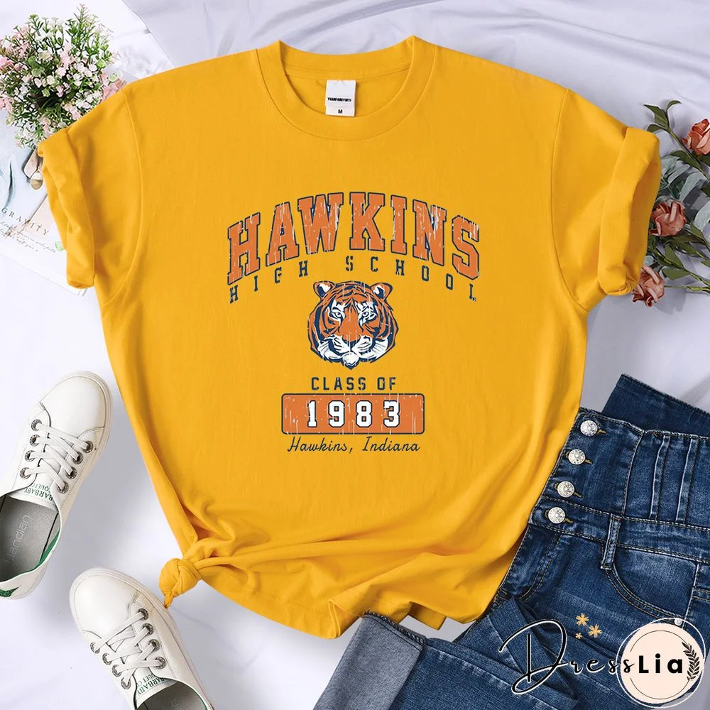 Hawkins High School Class Of 1983 Womens T-Shirts Breathable Casual Tshirt Cute Harajuku Short Sleeve Fashion T Shirts Female