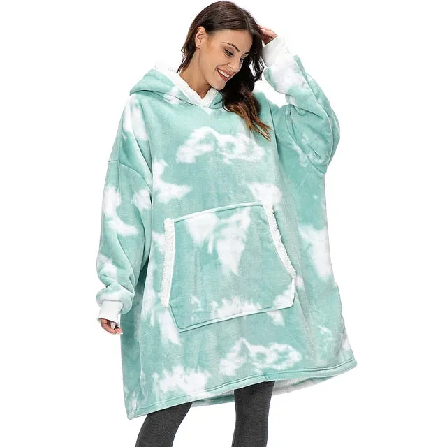 Oversized Hoodie Blanket with Sleeves Men Women Sweatshirt Winter Fleece Streetwear Sherpa Giant Hoodies sudaderas con capucha