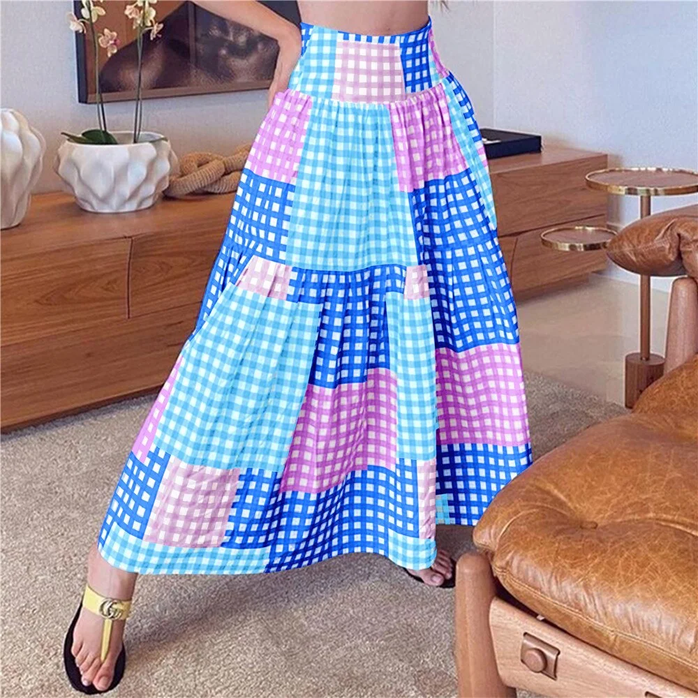 2021 Sexy Colorful Plaid Bikini Set High Waist Swimwear Shoulder Strappy Bathing Suit Beachwear Biquini female