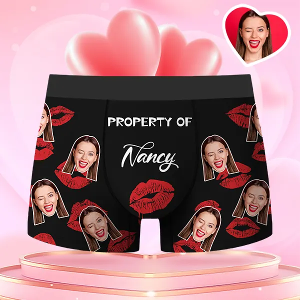Valentine's Day Gifts Custom Face Men's Boxer Funny Face Gift For Boyfriend Style Underwear, Birthday Gifts For Husband, Waistband Text Boxer Gift