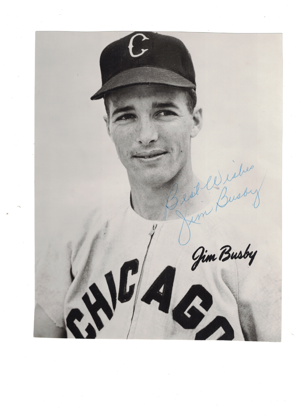 Jim Busby Chicago Cubs Signed 7x9 Photo Poster painting W/Our COA RH1