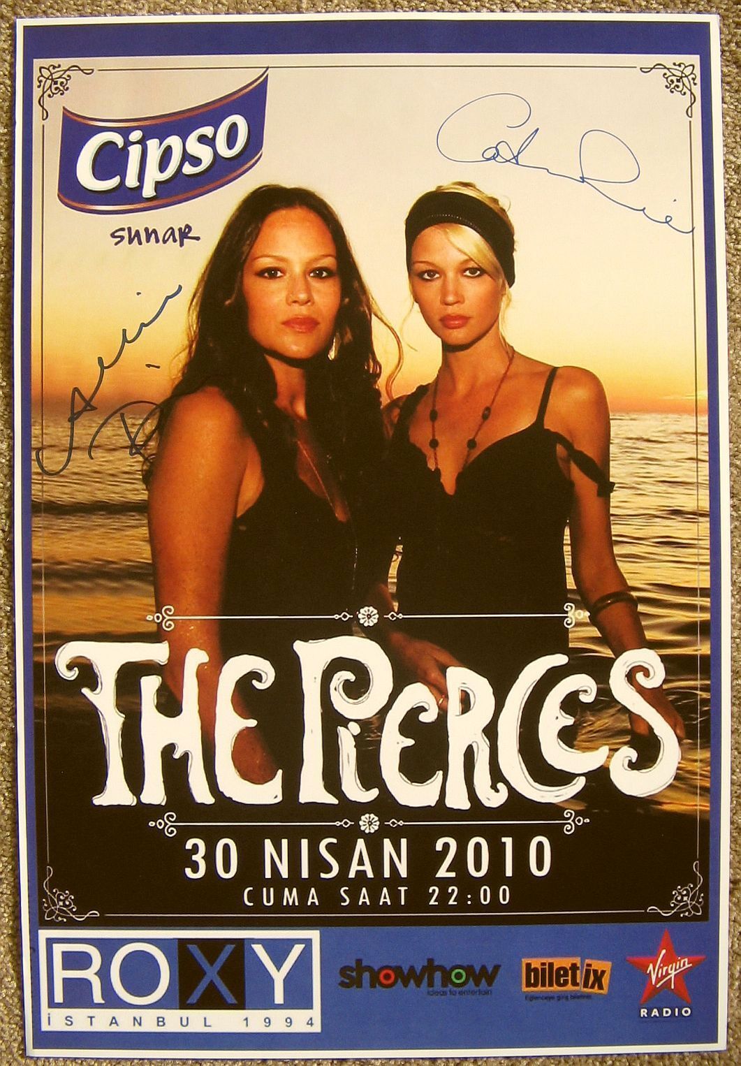 Signed THE PIERCES Turkey Gig POSTER In-Person w/proof Concert Autograph