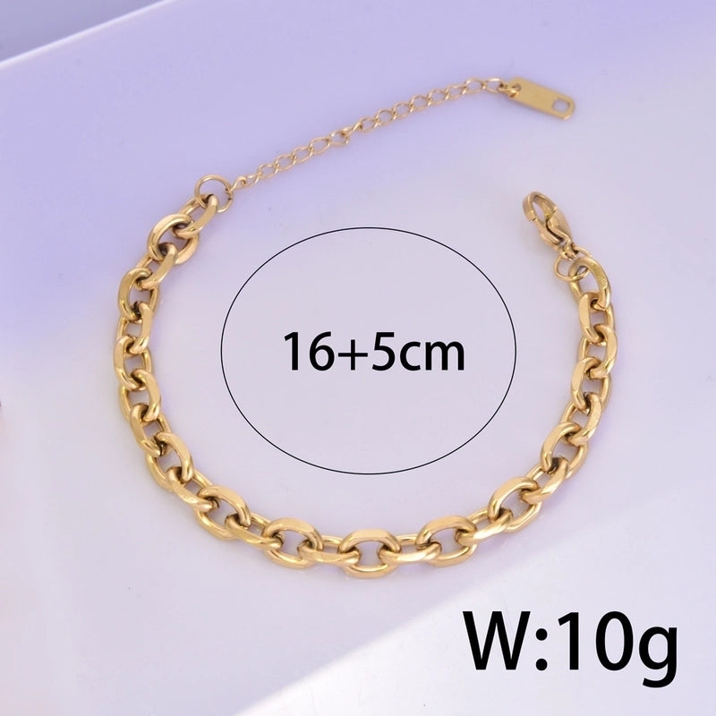 Retro Classic Style Solid Color 304 Stainless Steel Titanium Steel 18K Gold Plated Bracelets In Bulk