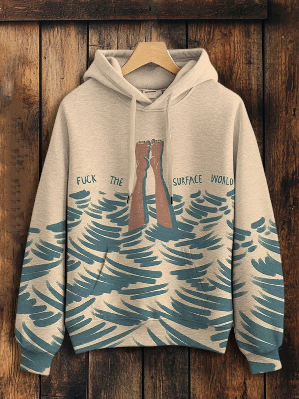Women's Fuck The Surface World Print Hooded Sweatshirt