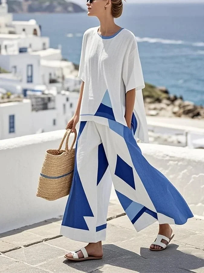 Women'S Loose Printed Pants Set