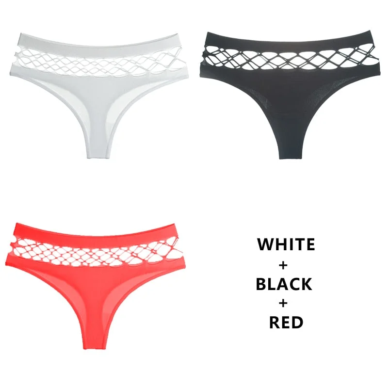 TERMEZY 3Pcs/Lot Hollow Out Lingerie Europe Seamless Sexy Panties Women  Elasticity Underwear Temptation Middle-waist G String