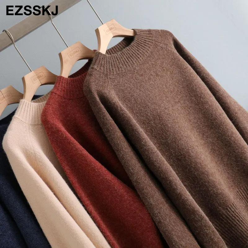casual thick big Autumn Winter o-neck oversize Sweater Pullover Women warm chic female loose cashmere Basic wool Sweaters pull