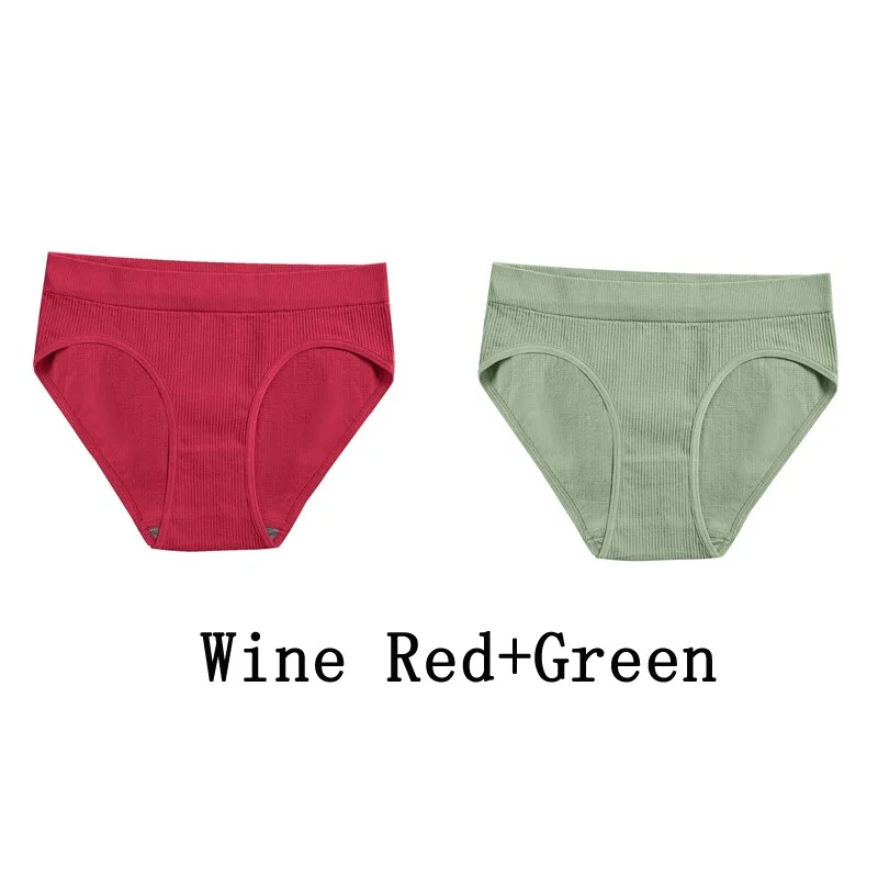 Billionm Women Seamless Cotton Panties Sexy Mid Waist Briefs Girls Solid Colors Ribbed Underpants Female Comfortable Intimates Lingerie