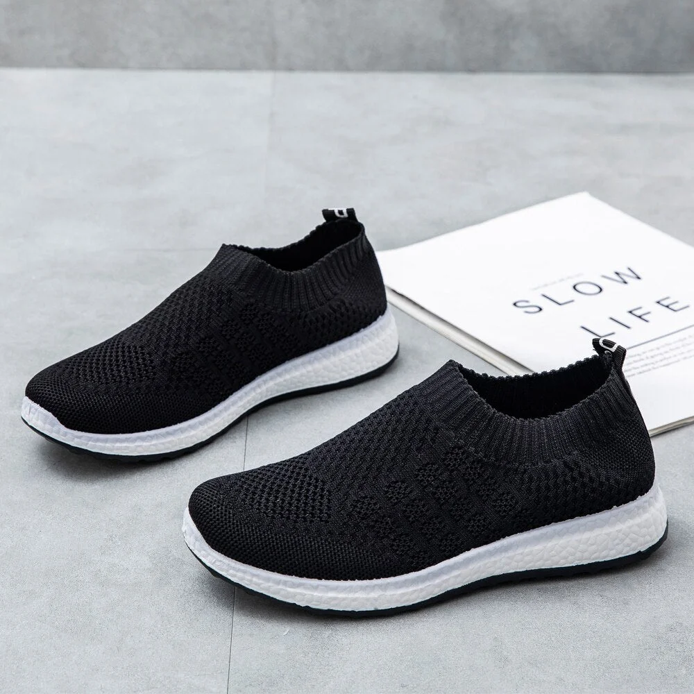 Women Shoes Knitting Sock Sneakers Women Spring Summer Slip On Flat Shoes Women Plus Size Loafers Flats Walking shoes female