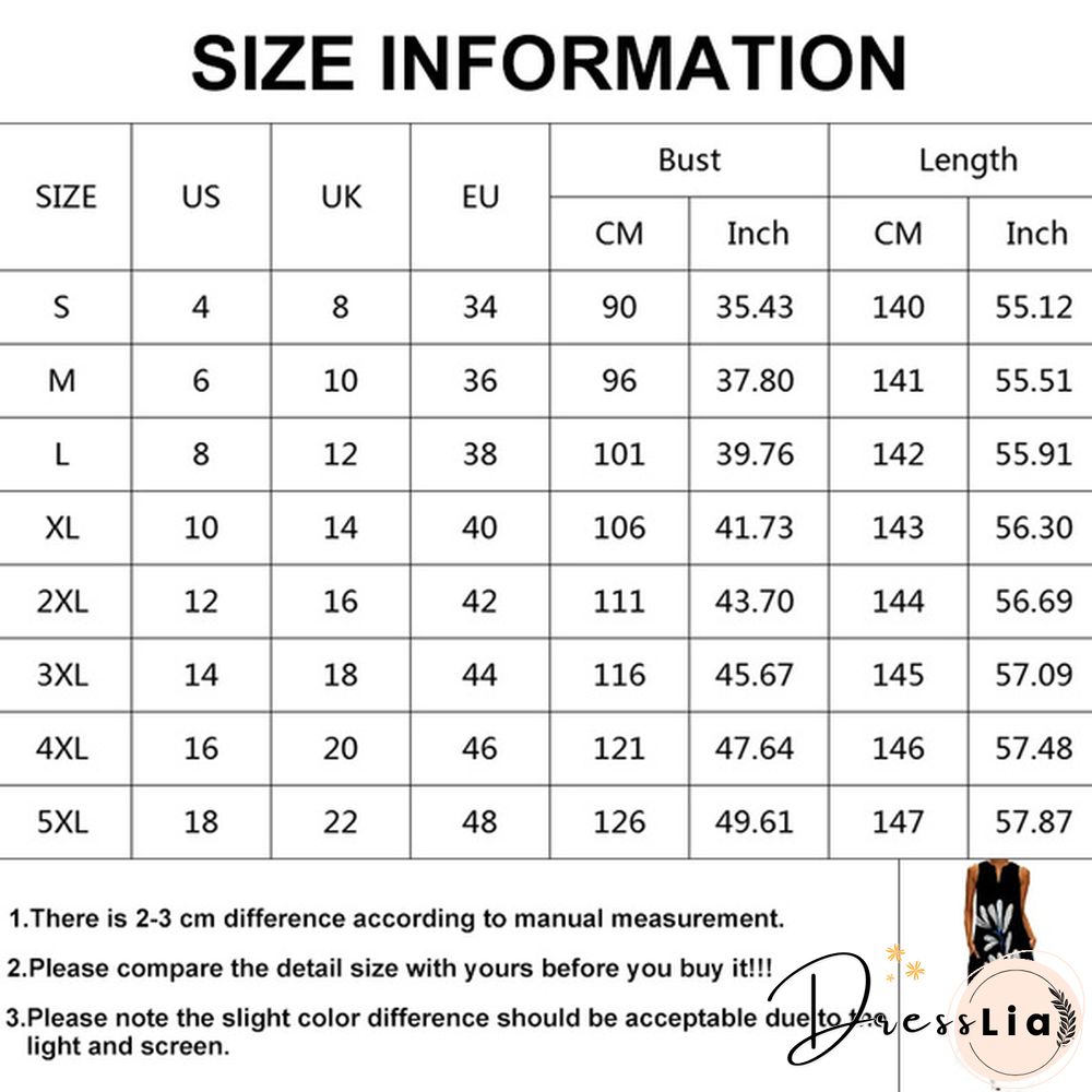 Butterfly Print Loose Beach Maxi Dress Summer Womens Fashion Sleeveless V-neck Boho Dress