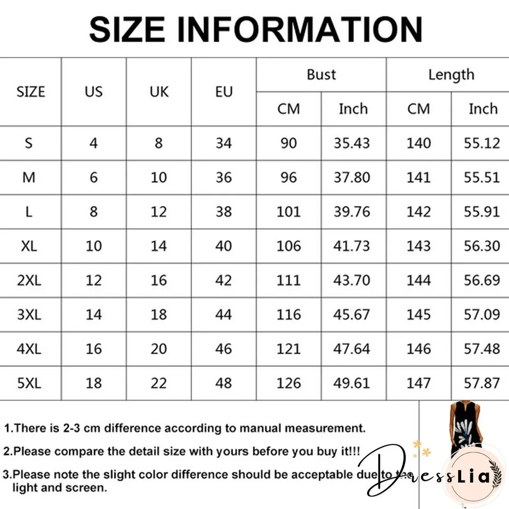 Butterfly Print Loose Beach Maxi Dress Summer Womens Fashion Sleeveless V-neck Boho Dress