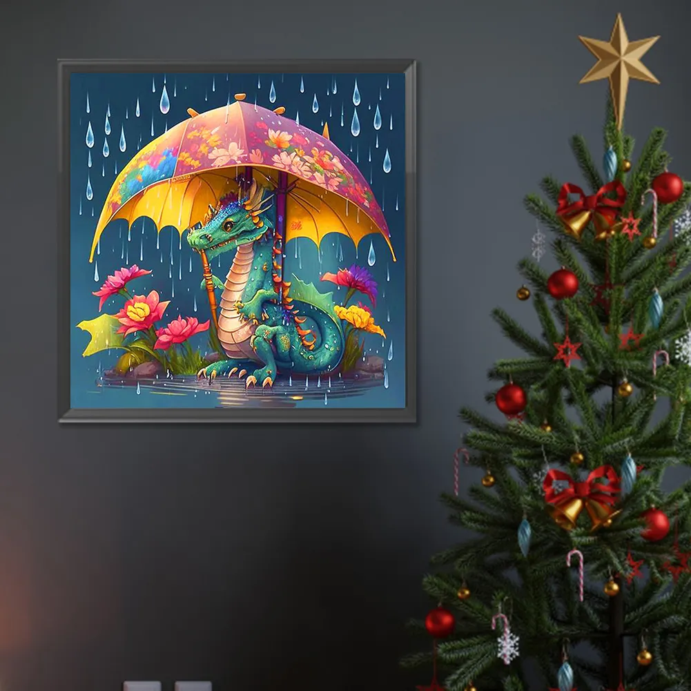 Diamond Painting - Full Round Drill - Umbrella Dragon(Canvas|30*30cm)