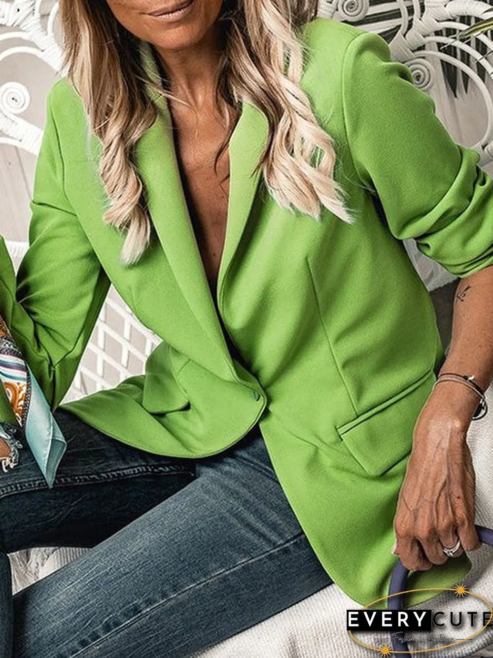 Women'S Blazers Lapel Professional Slim Long Sleeve Blazer
