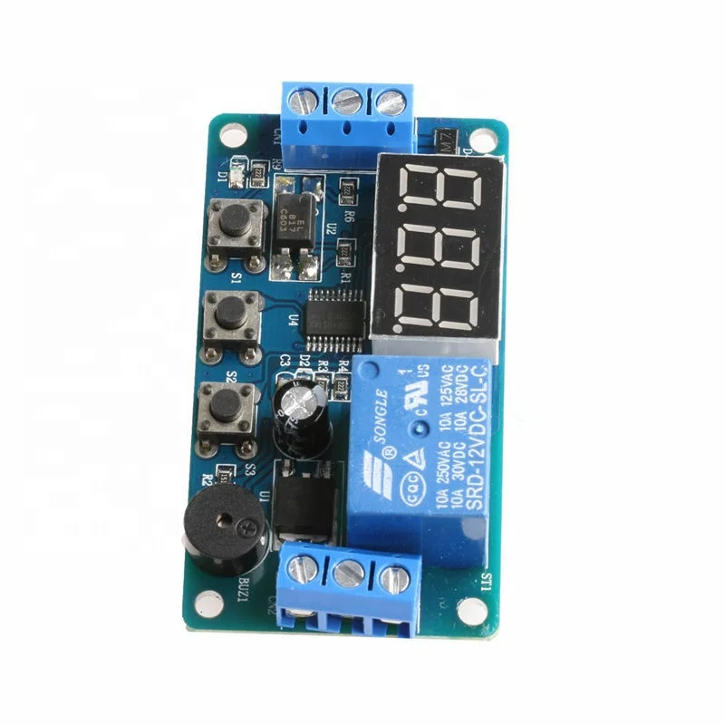 12V 1 Way Digital Display Programmable Time Delay Relay Cycle Timing Circuit Switch Delay On off Relay with Buzzer