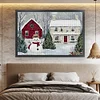 Winter Snowman And Cottage-11CT Stamped Cross Stitch 60*40cm/23.62*15.75in