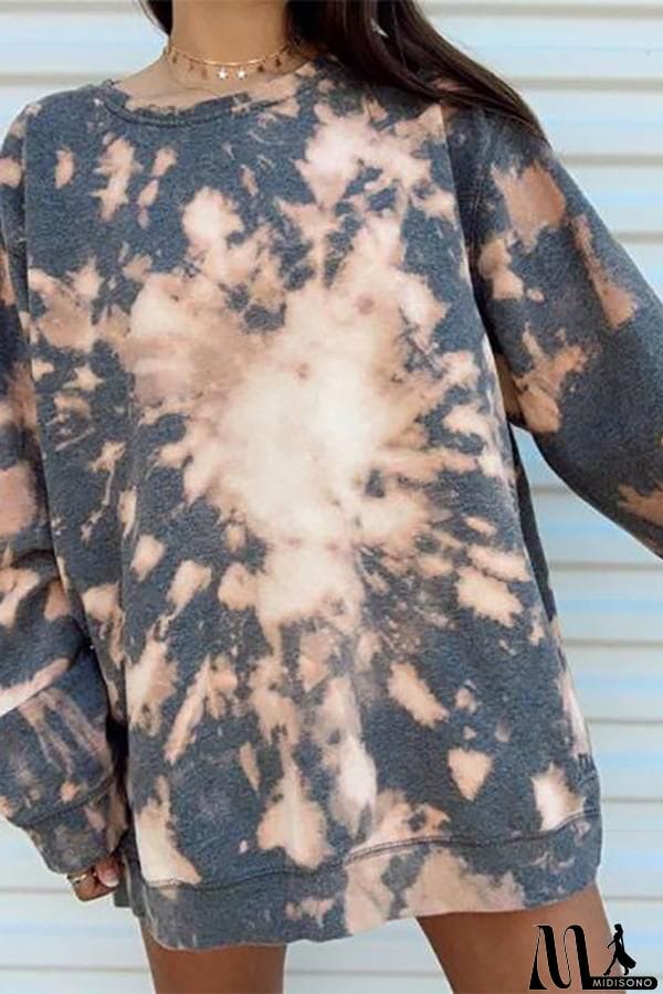 MidiSono - Tie-dye Print Long-sleeved Sweatshirt