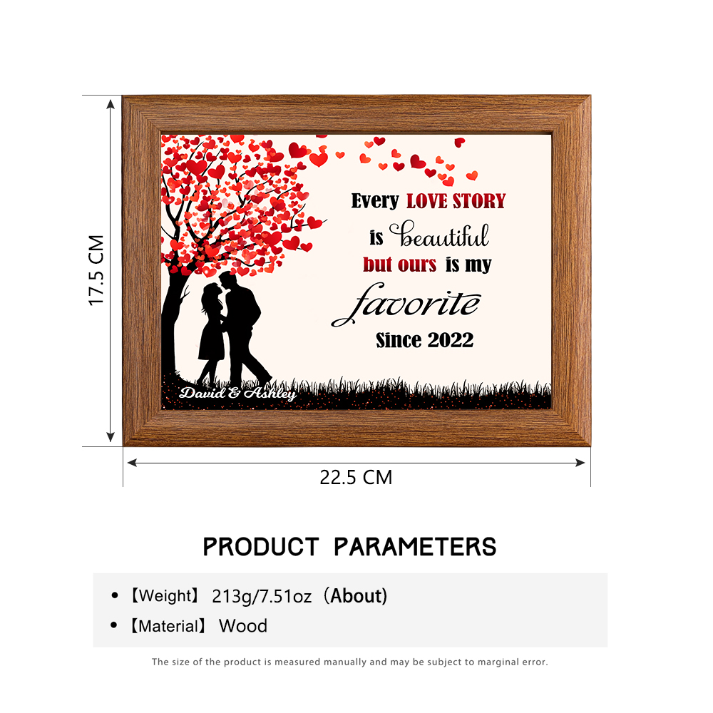 Personalised Couple Photo Frame Custom 2 Names & Date Frame Anniversary Gift For Him/Her -  Every Love Story is Beautiful, But Ours Is My Favourite-Jessemade AU