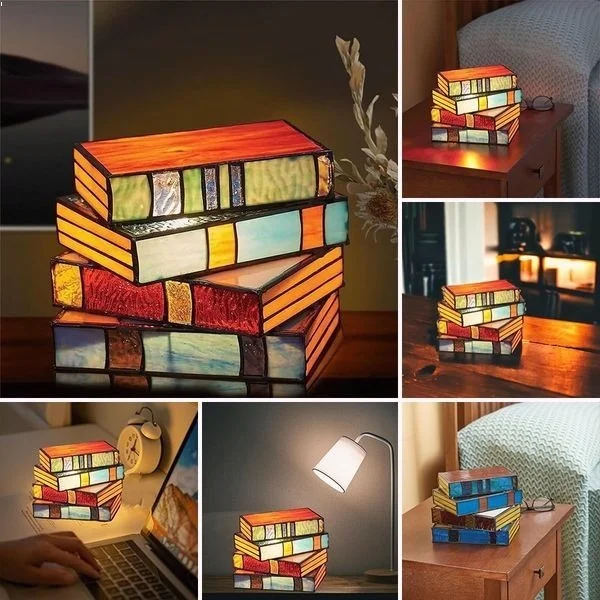 Stained Glass Stacked Books Lamp - tree - Codlins