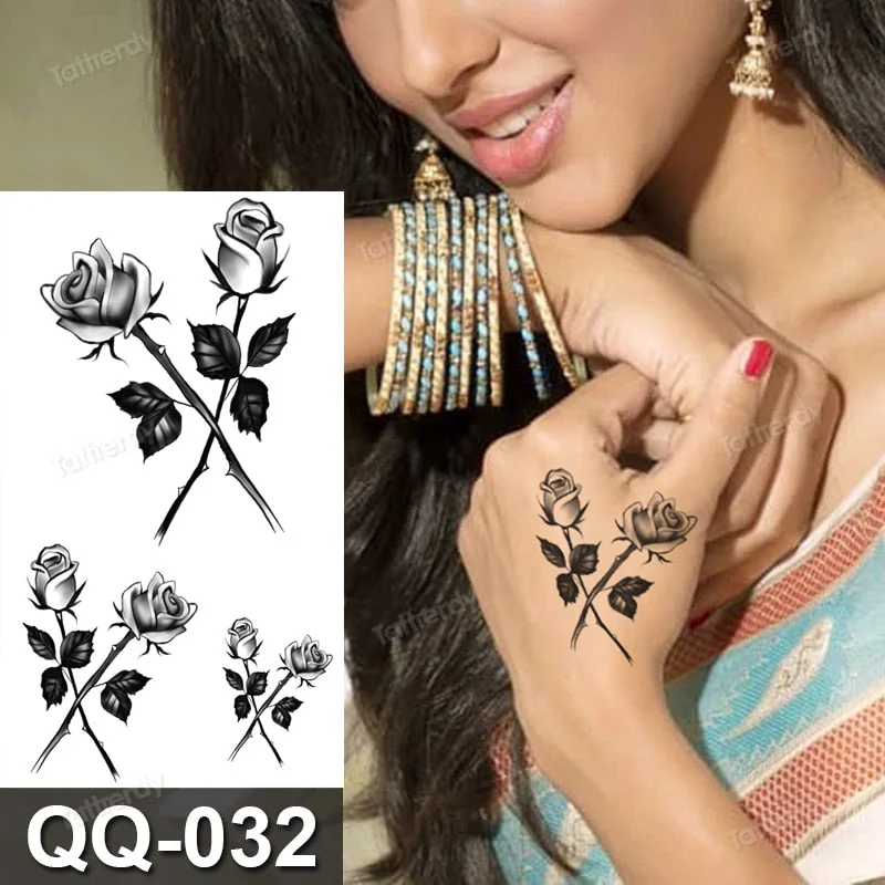 Waterproof Temporary Tattoo Sticker Tiger Lion King Compass Pattern Fake Tatto Flash Tatoo Small Body Art for Kids Women Men