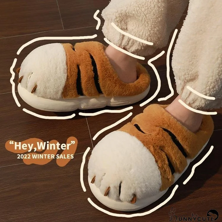 Indoor Warm Cute Tiger Couple Slippers Winter Cotton Slippers
