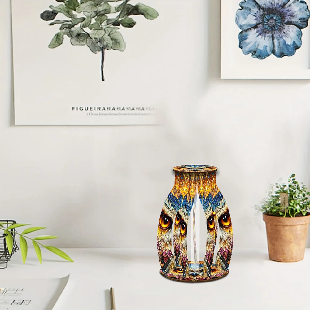 Owl Diamond Painting Flower Vase Desktop Diamond Art Kits for Home Decor