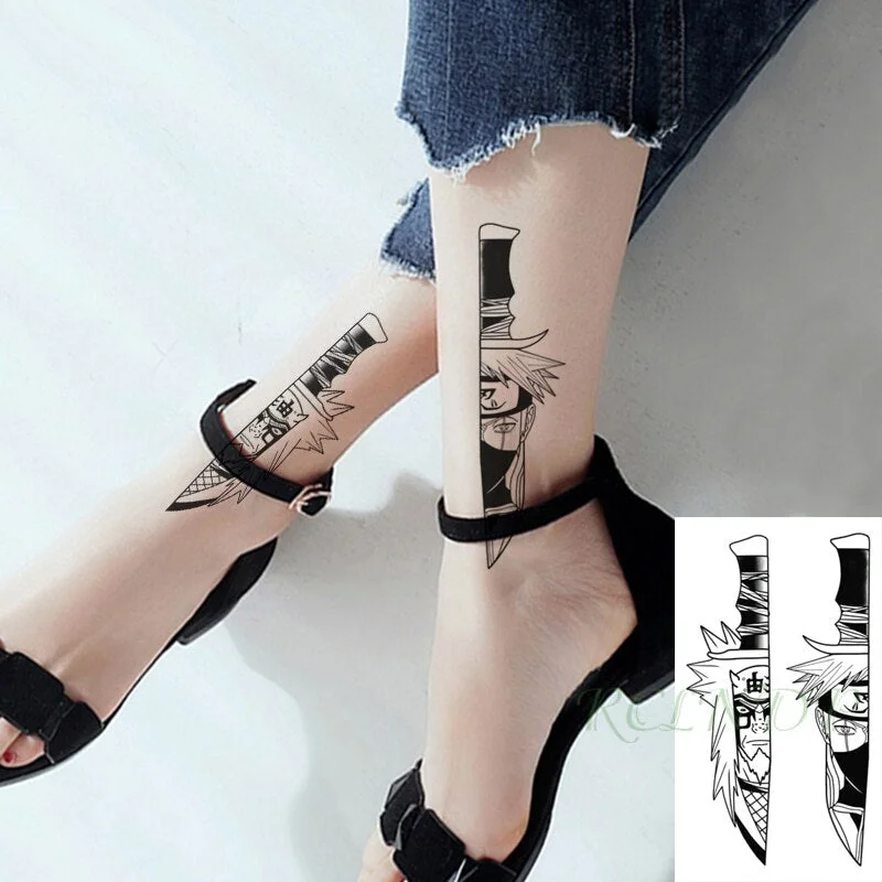 Waterproof Temporary Tattoo Sticker anime Cartoon Boy Knife Tatto Flash Tatoo Fake Tattoos Small Size Art for Kids Men Women