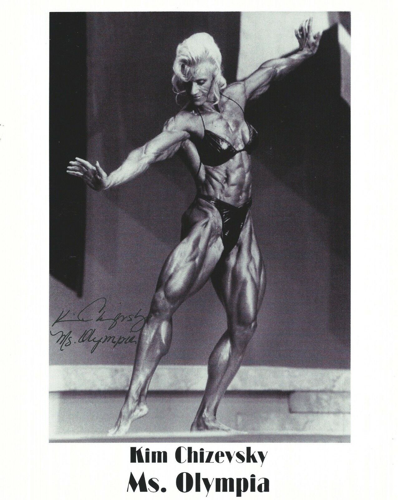 RARE: Kim Chizevsky Model / Ms Olympia / Female Bodybuilder Signed 8x10 Photo Poster painting