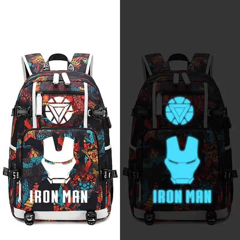 Buzzdaisy Avengers Iron Man #4 USB Charging Backpack School NoteBook Laptop Travel Bags Luminous