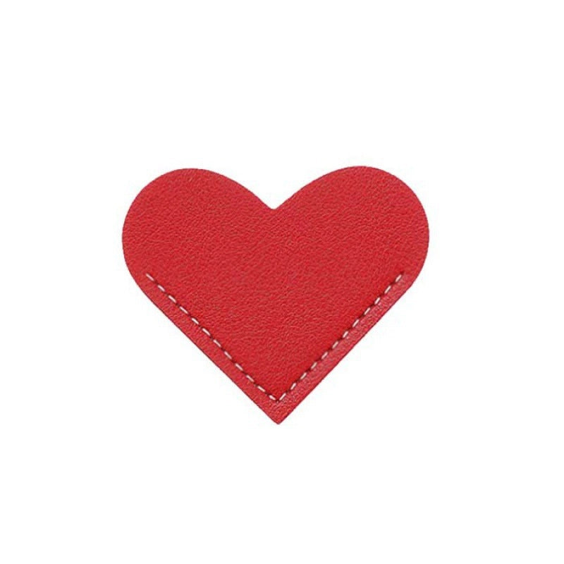 Leather Heart-shaped Bookmark Pu Leather Love Bookmark Book Page Clip Mini Business Portable Small Gift Page Corner Sign