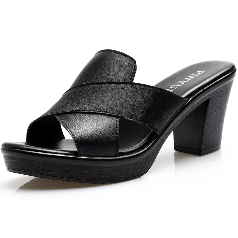 GKTINOO Women's Slippers Sandals 2021 Summer 7cm High Heels Women Shoes ...
